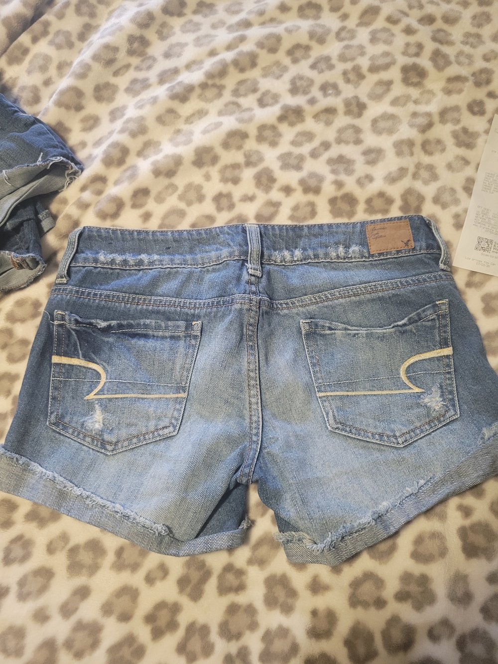 American Eagle Outfitters Light Wash Rolled Hem Denim Shorts